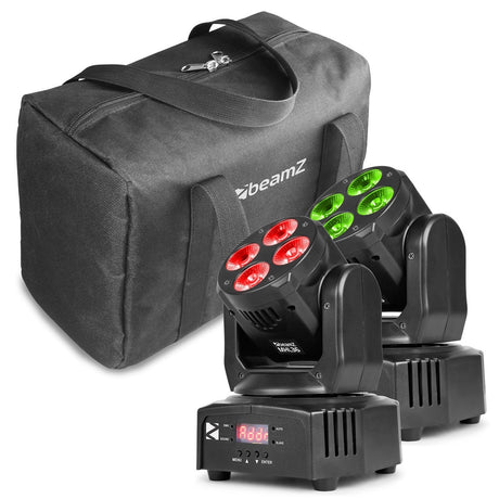 BeamZ MHL36 LED Wash Moving Head Set van 2 – 4x 9W RGBW in Draagtasje