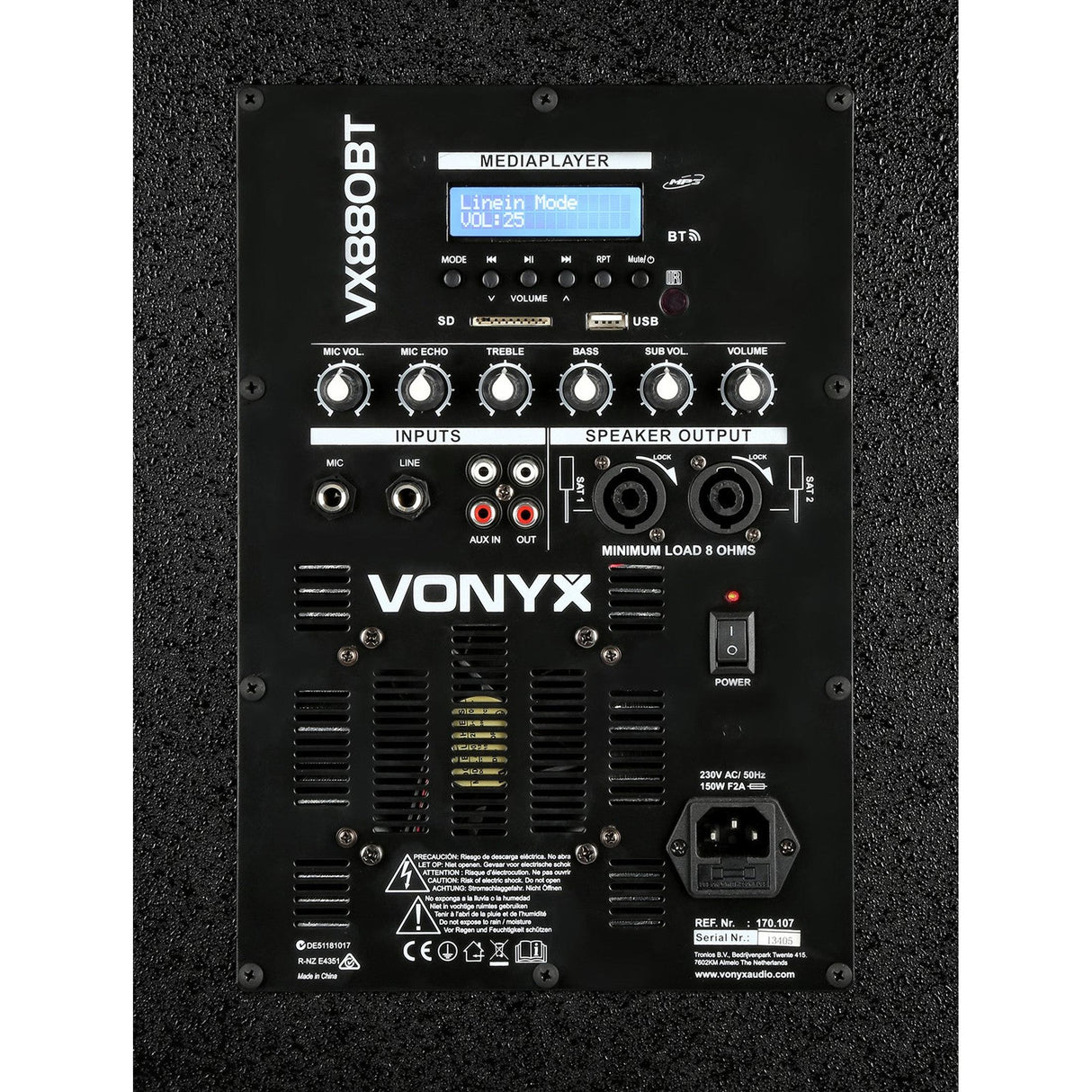VONYX VX880BT 1000W 2.1 Actieve Speakerset met 15 inch Subwoofer, Bluetooth en Kolomspeakers