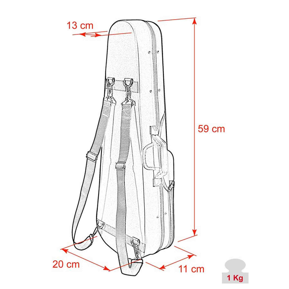Leonardo VC-1318-BU Elementary Series violin case shaped 1/8 blue