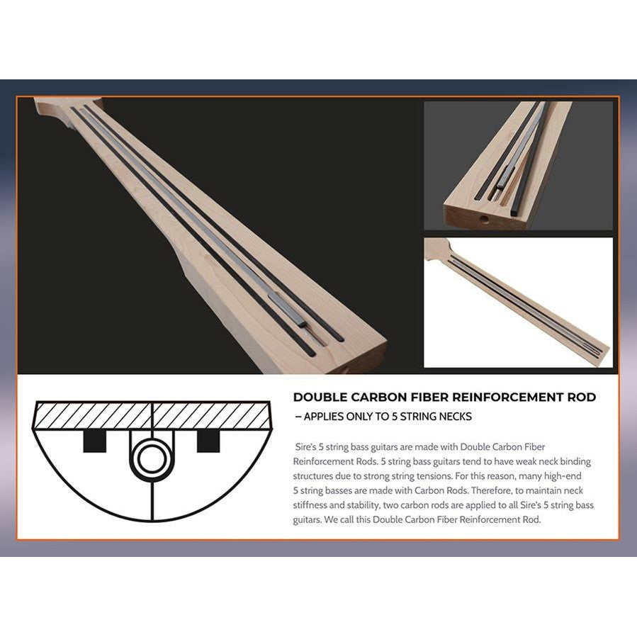 Sire M7+ A5/TBL Marcus Miller 5-Snarige Basgitaar Transparent Blue