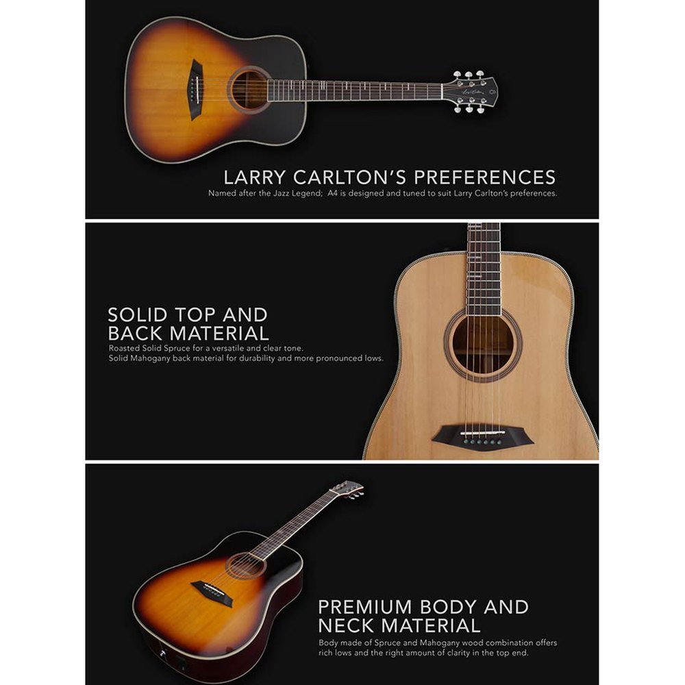 Sire Guitars A4DSNT akoestische dreadnought, massieve roasted top en achterblad, SIB electronica, naturel