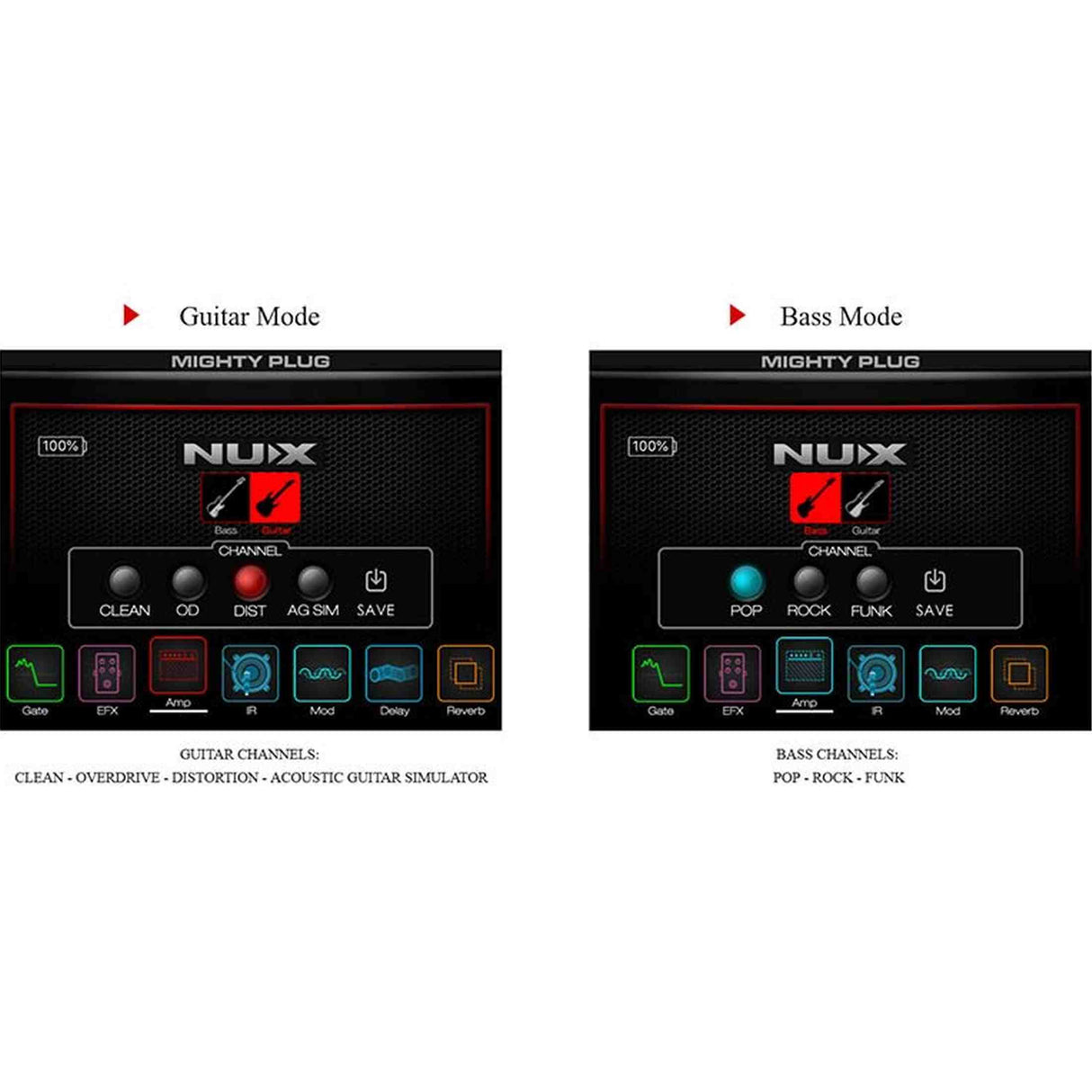 NUX MPLUG Mighty Series hoofdtelefoonversterker met effecten, amp-modellen en Bluetooth