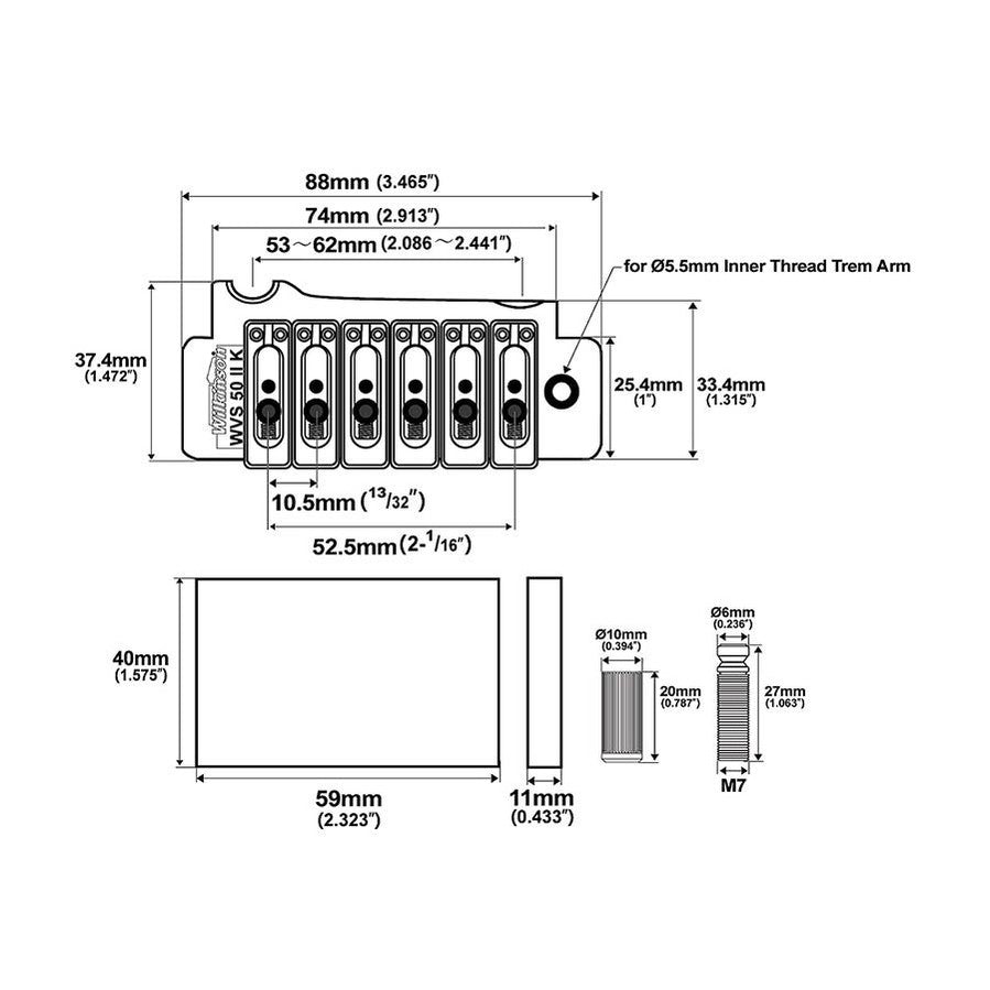 Wilkinson WVS50IIK/BS Zwarte Satin Tremolo met Innovatief Controlearmsysteem