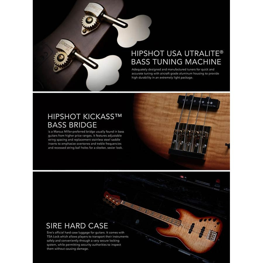 Sire V10 DX5/TS Marcus Miller 5-snarige actieve basgitaar Tobacco Sunburst