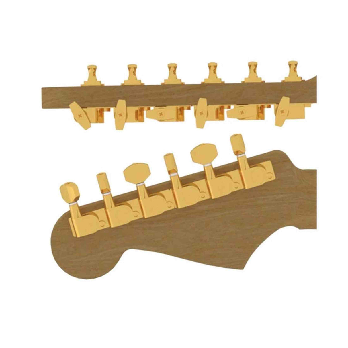 Hipshot HS6K1EN0G Gitaar tuner upgrade kit, 6 inline classic, 10mm post hole, closed goud