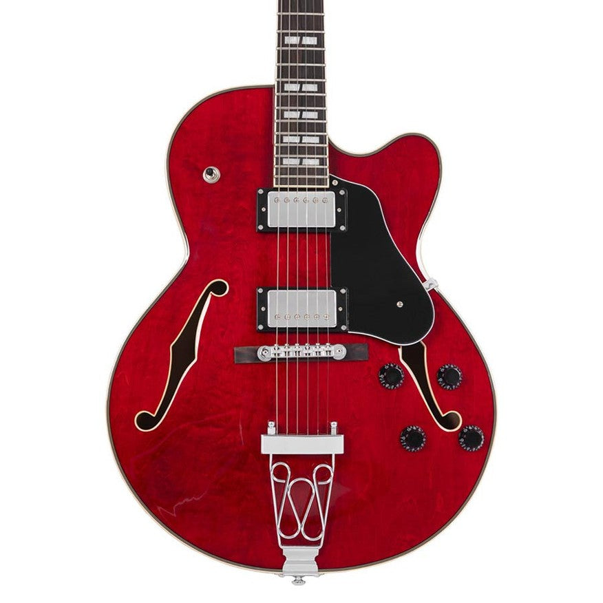 Sire Guitars H7F/STR Elektrische archtop gitaar, doorkijk rood