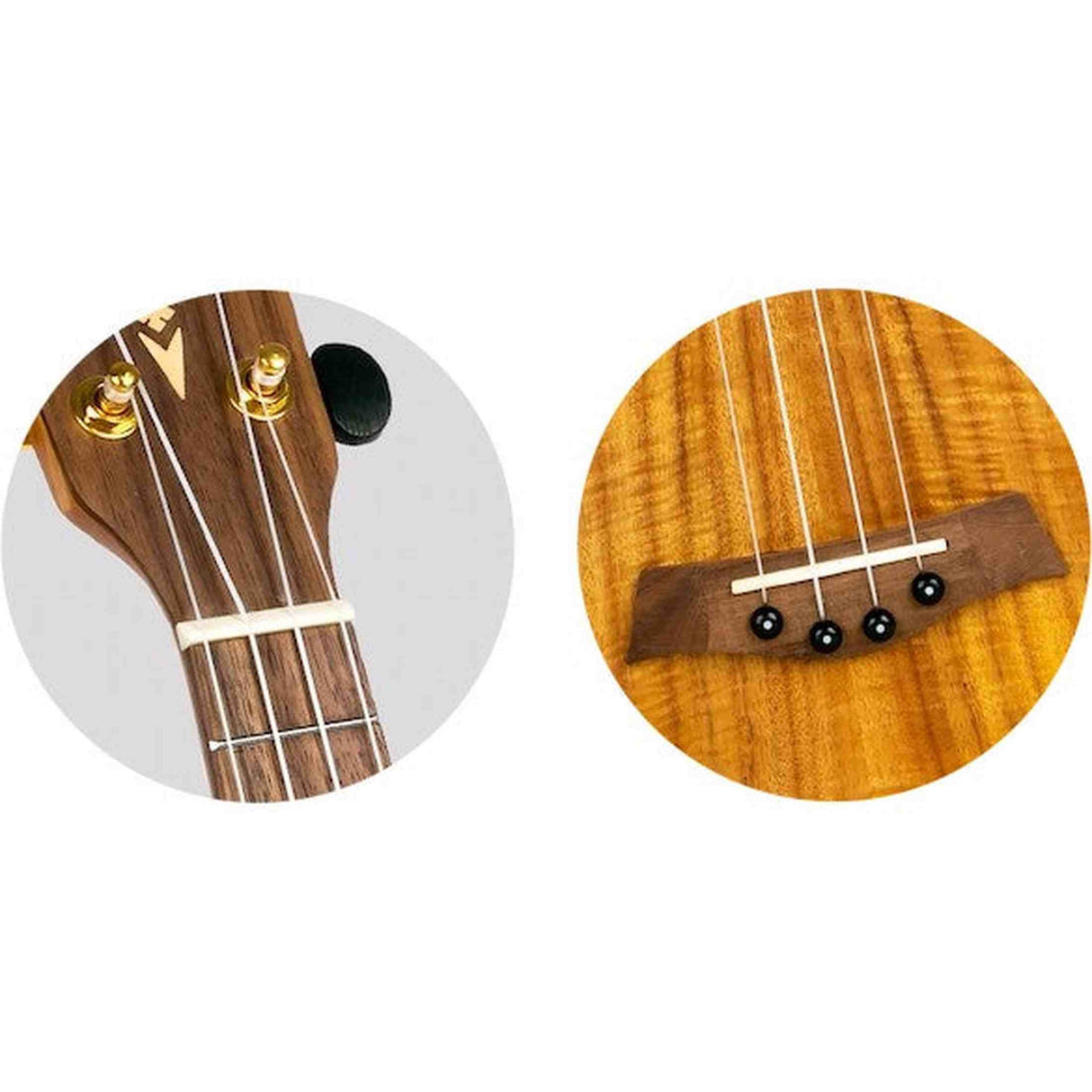 Flight DUS440 Acacia Soprano Ukulele met Acacia Body, Bone Topkam en Aquila Super Nylgut Snaren