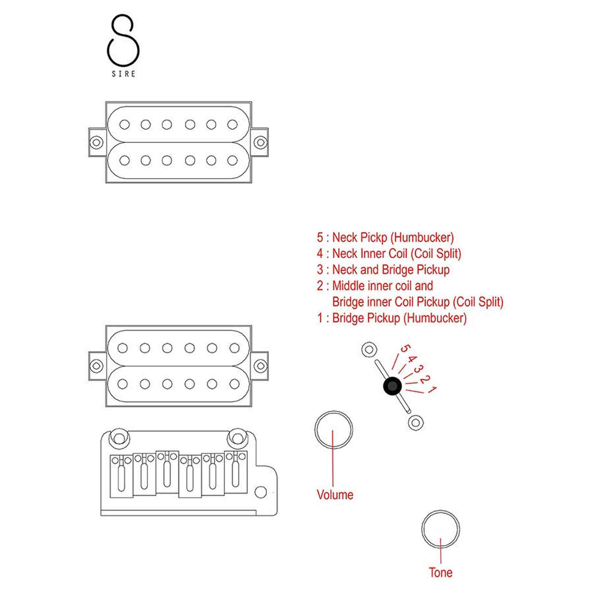 Sire Y5/SPS Larry Carlton elektrische gitaar – alder body, HH-configuratie, Silver Sparkle