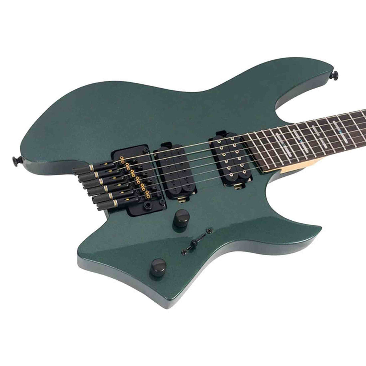 Sire X6H6/MGR elektrische gitaar – Headless, mahonie met maple top, Metallic Green, HH-configuratie, stainless frets, met gigbag
