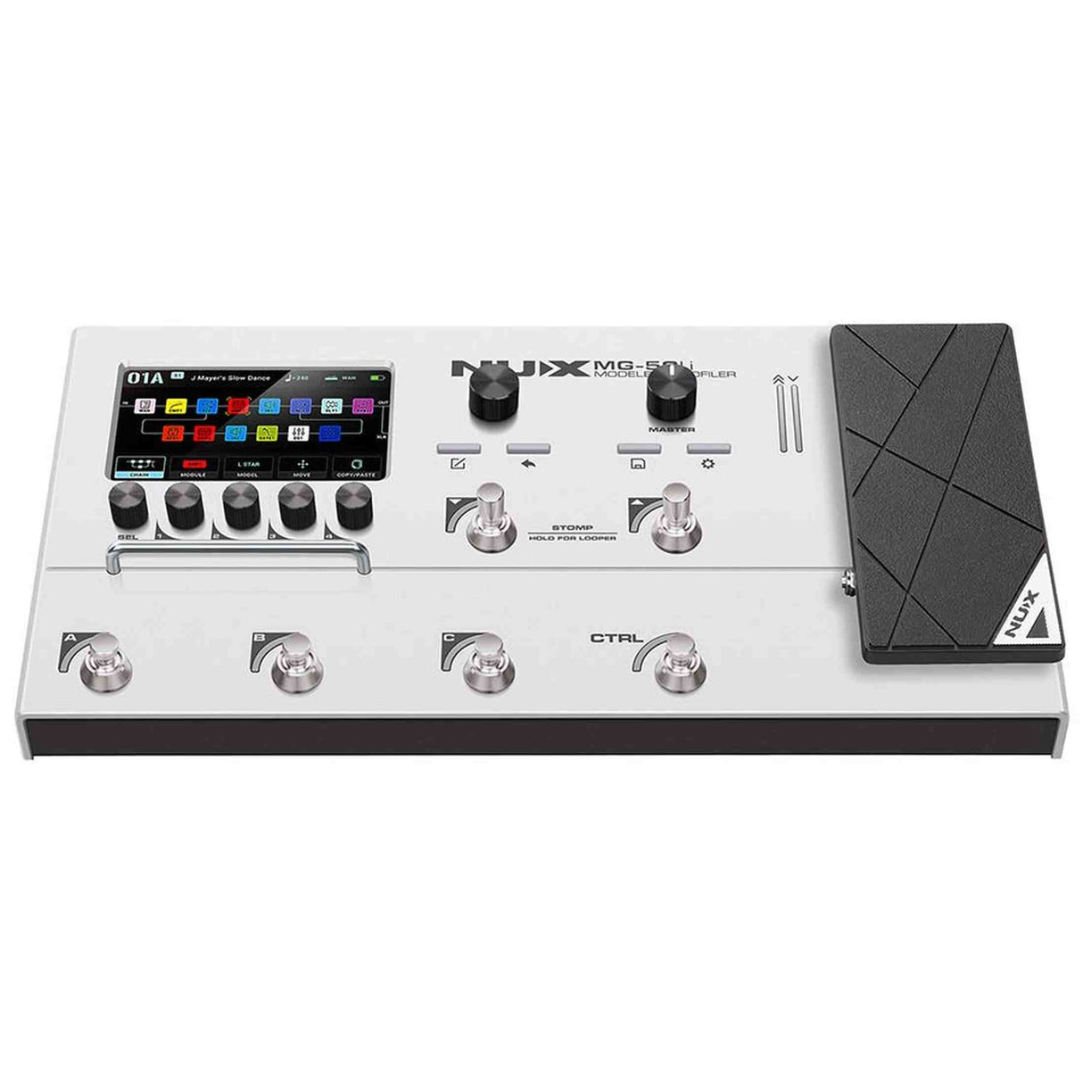 NUX MG-50Li WH Multi-Effects Processor met Amp Modeler, Profiler, Battery, USB Audio en Draagtas, Wit