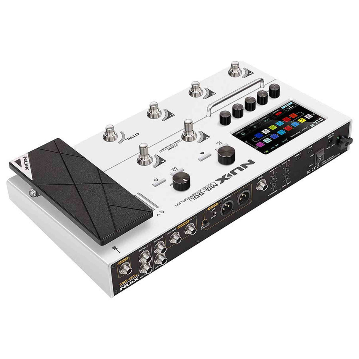 NUX MG-50Li WH Multi-Effects Processor met Amp Modeler, Profiler, Battery, USB Audio en Draagtas, Wit