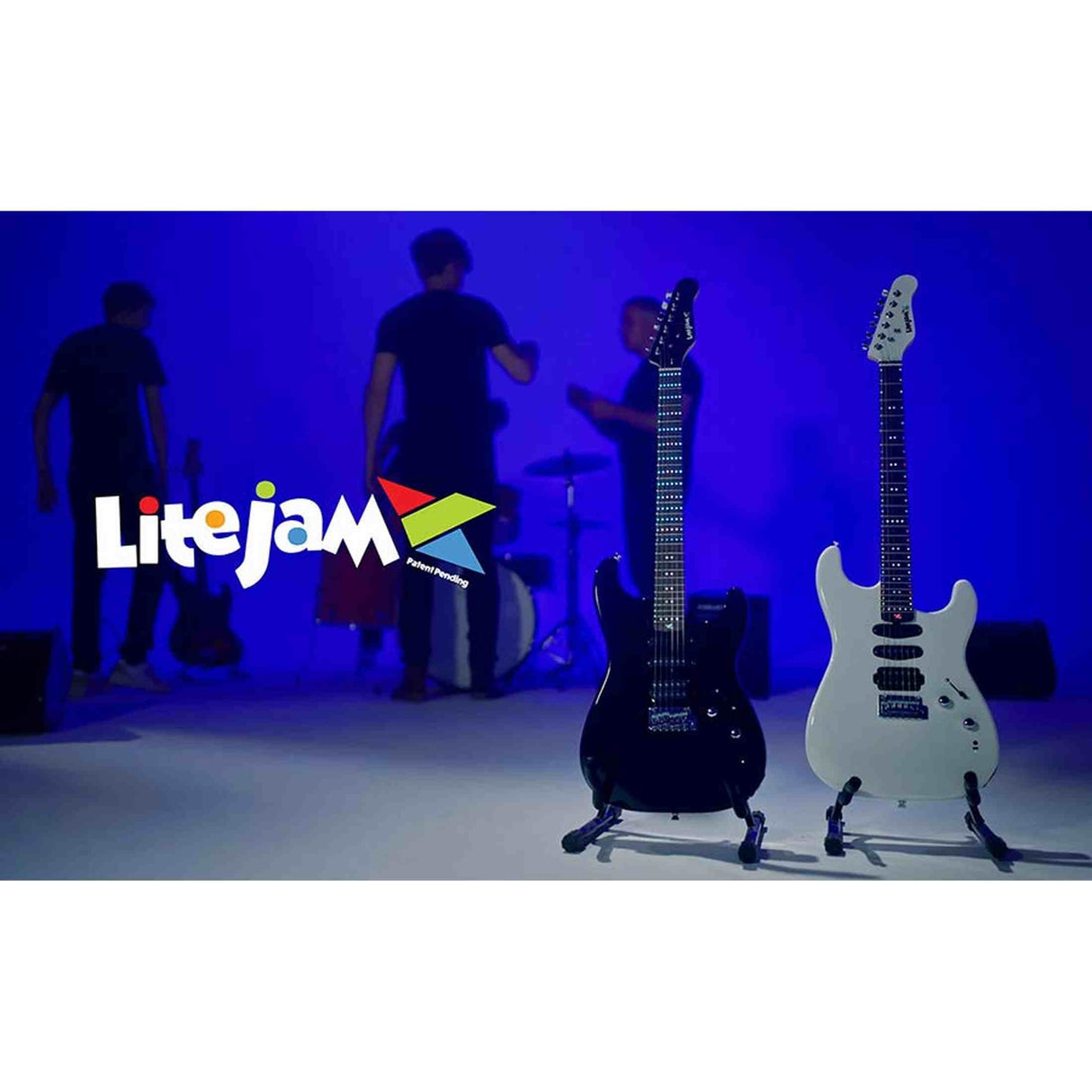 Litejam RGB24/BK elektrische gitaar – 24 frets, 144 RGB LED’s, HSH-configuratie, met gigbag, zwart