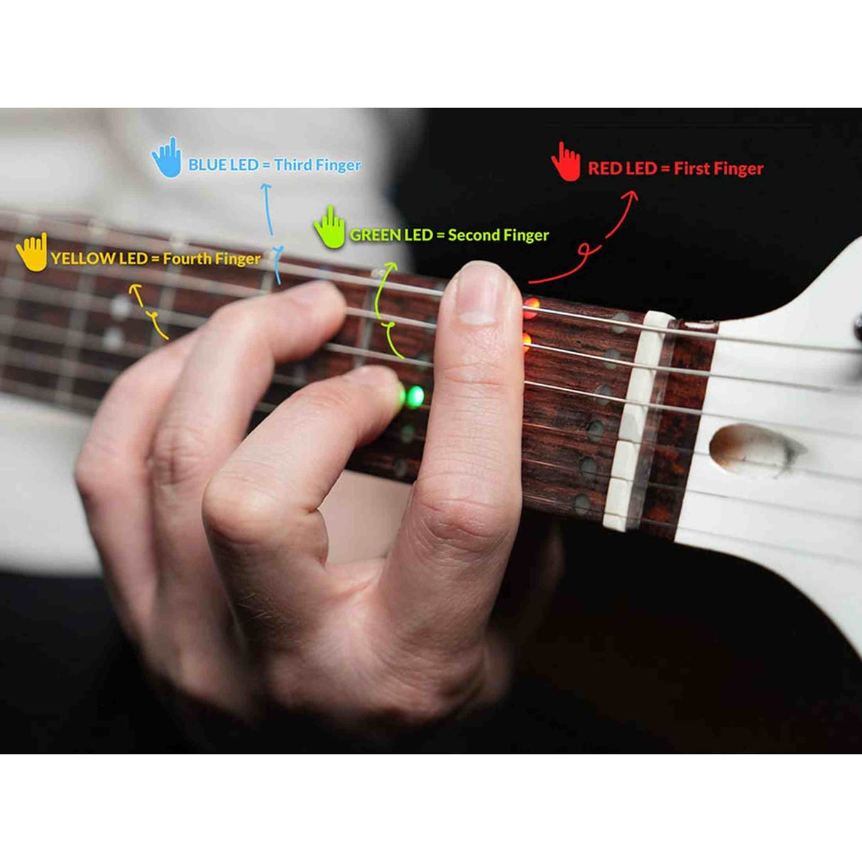 Litejam RGB24/BK Smart Learning Elektrische Gitaar Set Black 24 frets HSH RGB LED