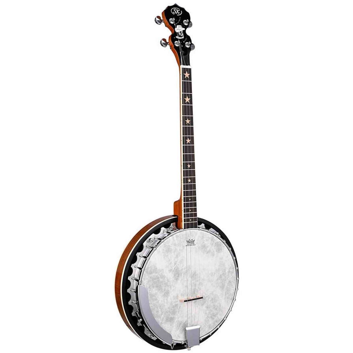 SX BJ564 4-Snarige Tenor Banjo 11 Inch Aluminium Rim met Remo Fiberskyn Vel en Gigbag