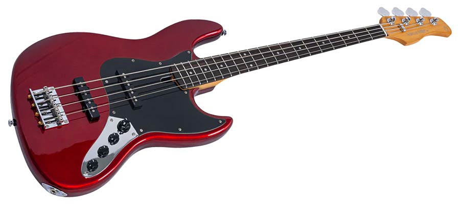 Sire V3N 4/CAR Marcus Miller 4-snarige Actieve Jazz Bas Candy Apple Red met 2-Bands Preamp