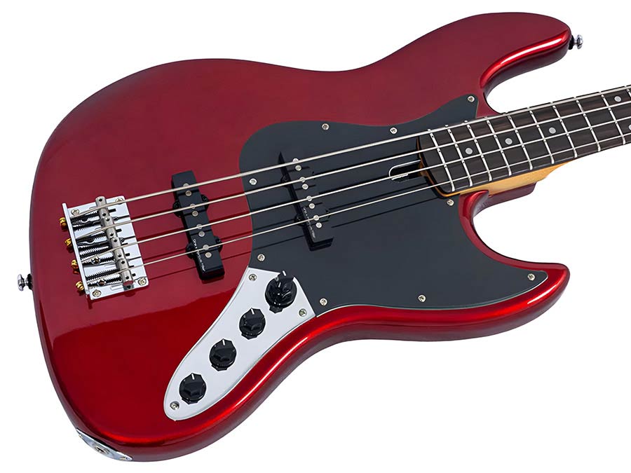 Sire V3N 4/CAR Marcus Miller 4-snarige Actieve Jazz Bas Candy Apple Red met 2-Bands Preamp