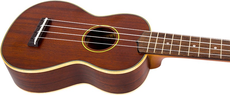 Flight MUS-2 Solid Mahogany Soprano Ukulele met Solid Mahogany Body, Gotoh Friction Tuners en Aquila Super Nylgut Snaren
