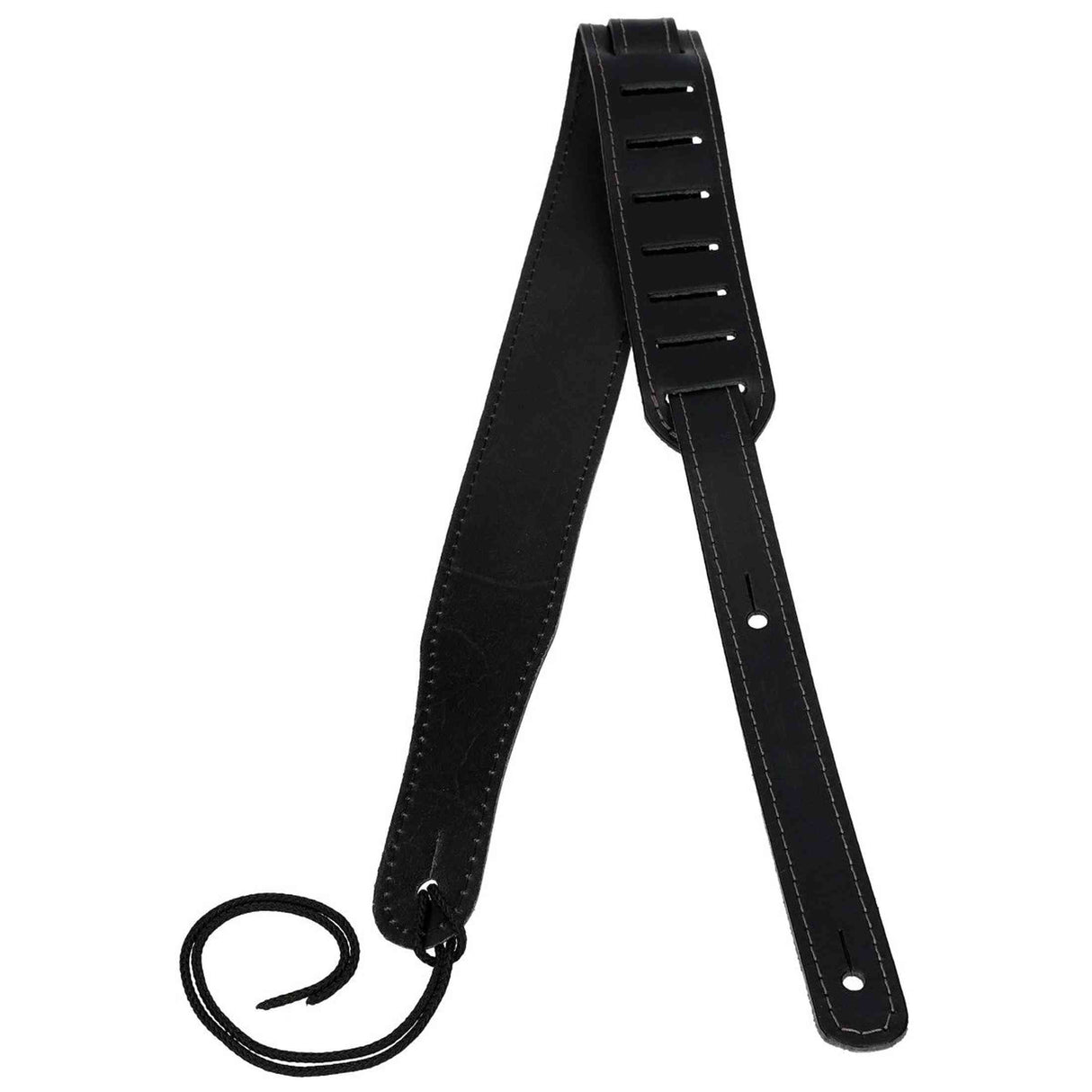 Flight S51 Zwarte Leren Ukulele Strap EU Handgemaakt met Headstock Tie