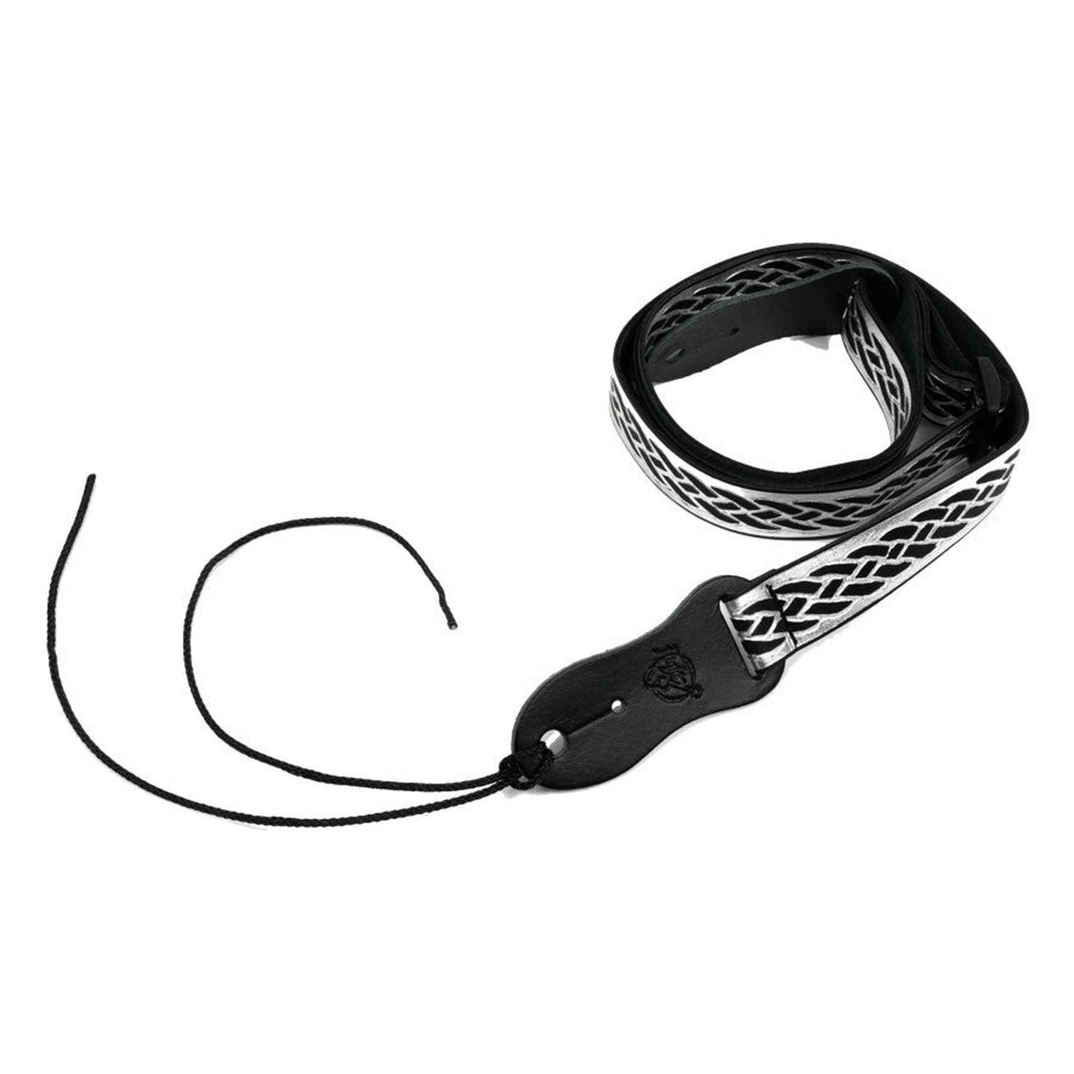 Flight S47 Black Silver Ukulele Strap Vegan Nubuck met Gevlochten Patroon en Headstock Tie