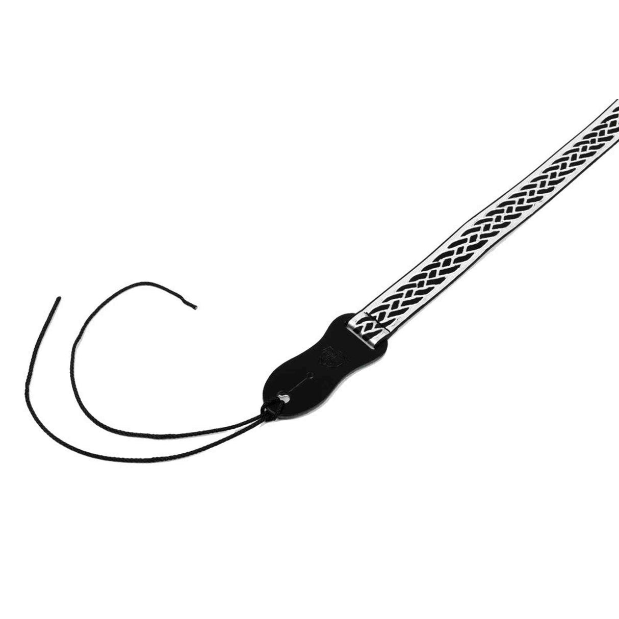 Flight S47 Black Silver Ukulele Strap Vegan Nubuck met Gevlochten Patroon en Headstock Tie