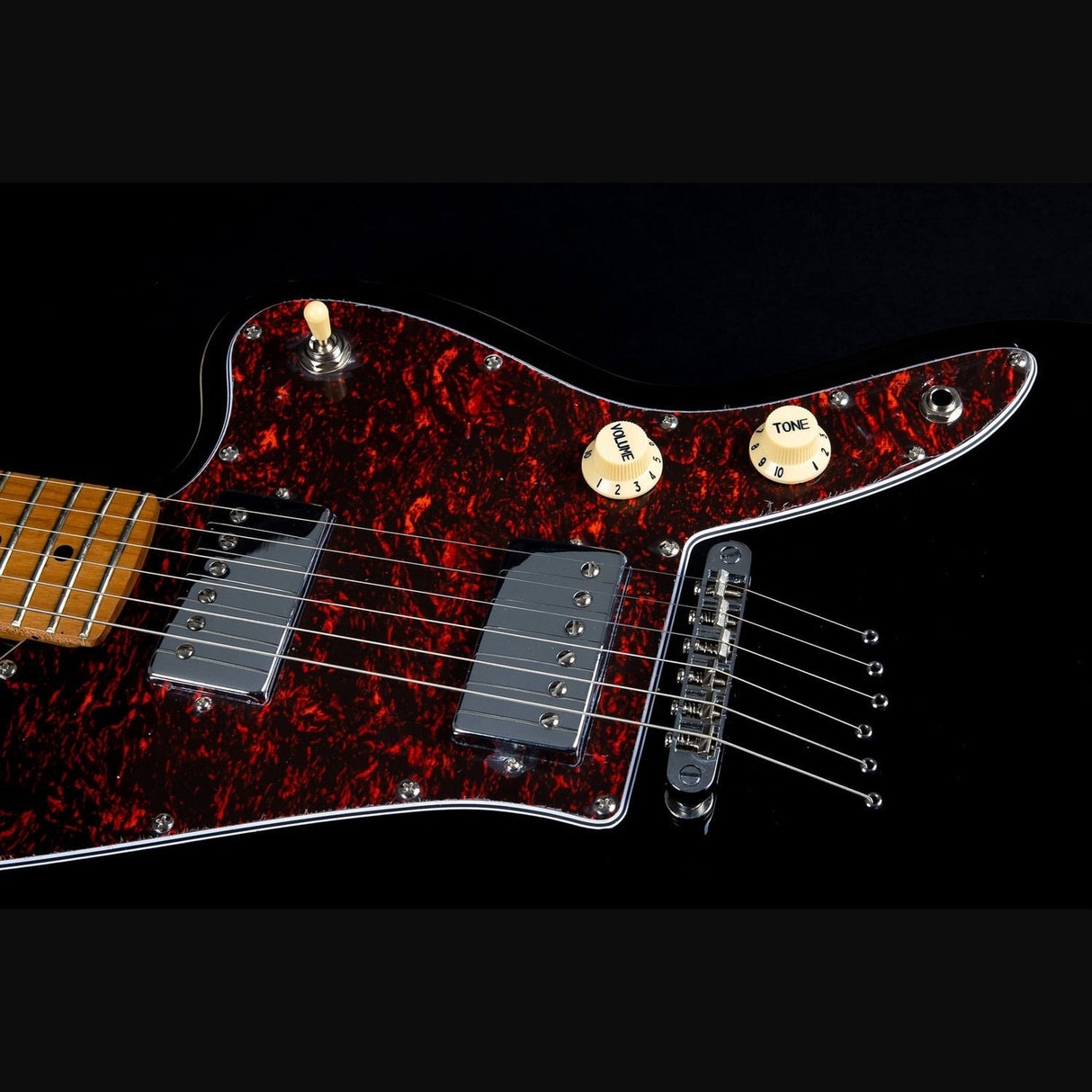 JET JJ-350 BK Offset Elektrische Gitaar HH Hardtail Roasted Maple Zwart