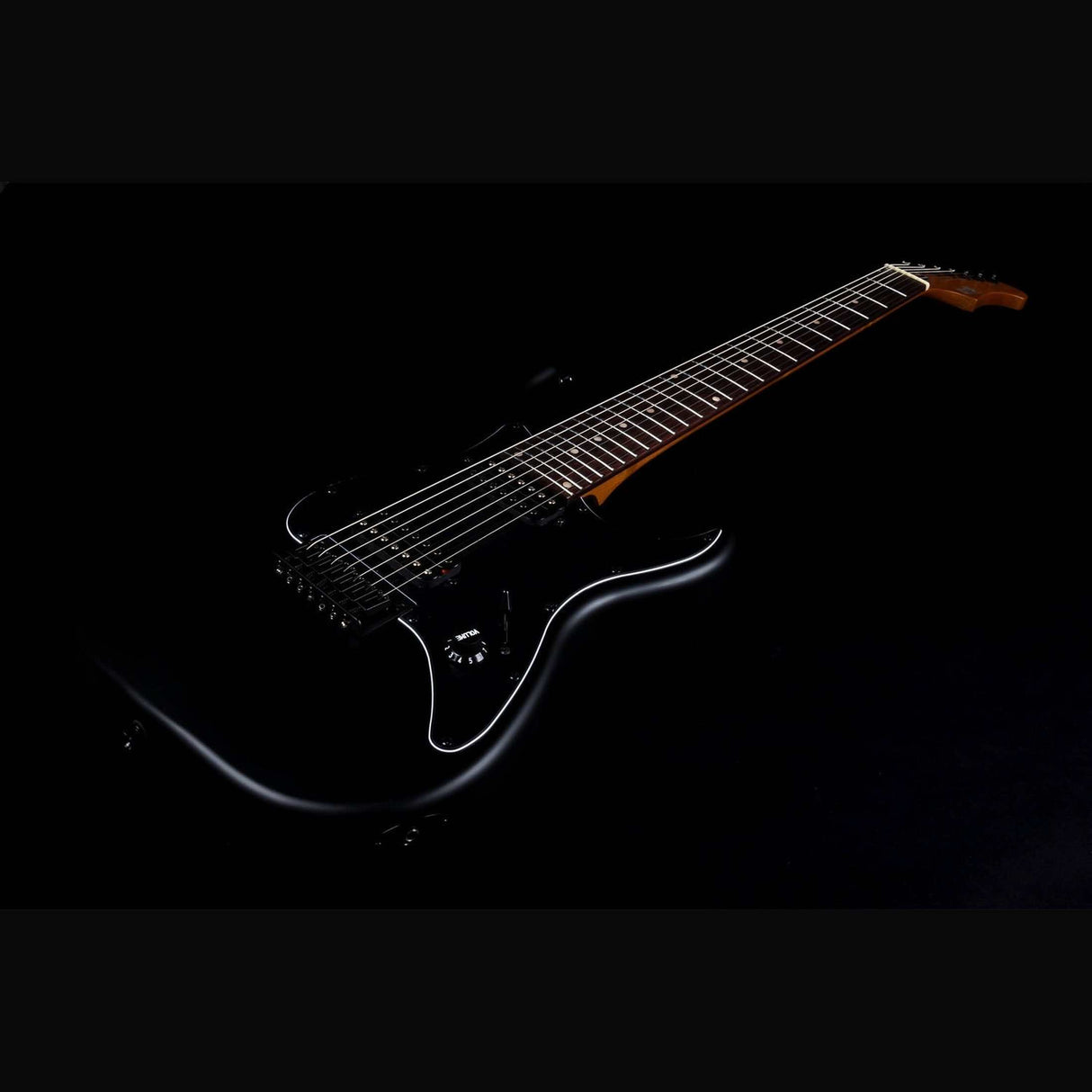 JET JS-407 MBK R 7-snarige S-style Elektrische Gitaar HH Vaste Brug Rosewood Toets Mat Zwart