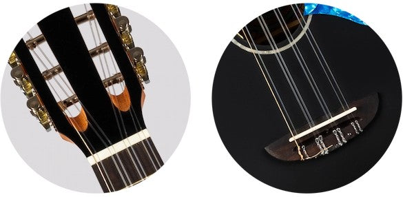 Flight Iris 8 Tenor EQ-A BK Elektrisch-Akoestische 8-String Tenor Ukulele met Solid Spruce Top en Mahogany Body