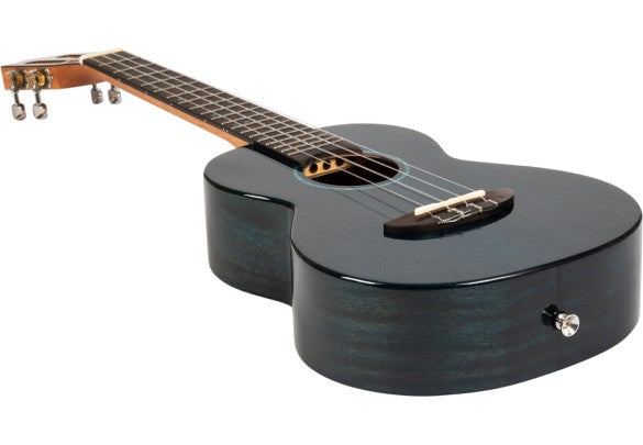 Flight Iris Tinta Tenor TDB Ukulele met All Solid Mahogany Body, Rosewood Toets en Fluorocarbon Snaren, Transparent Blue