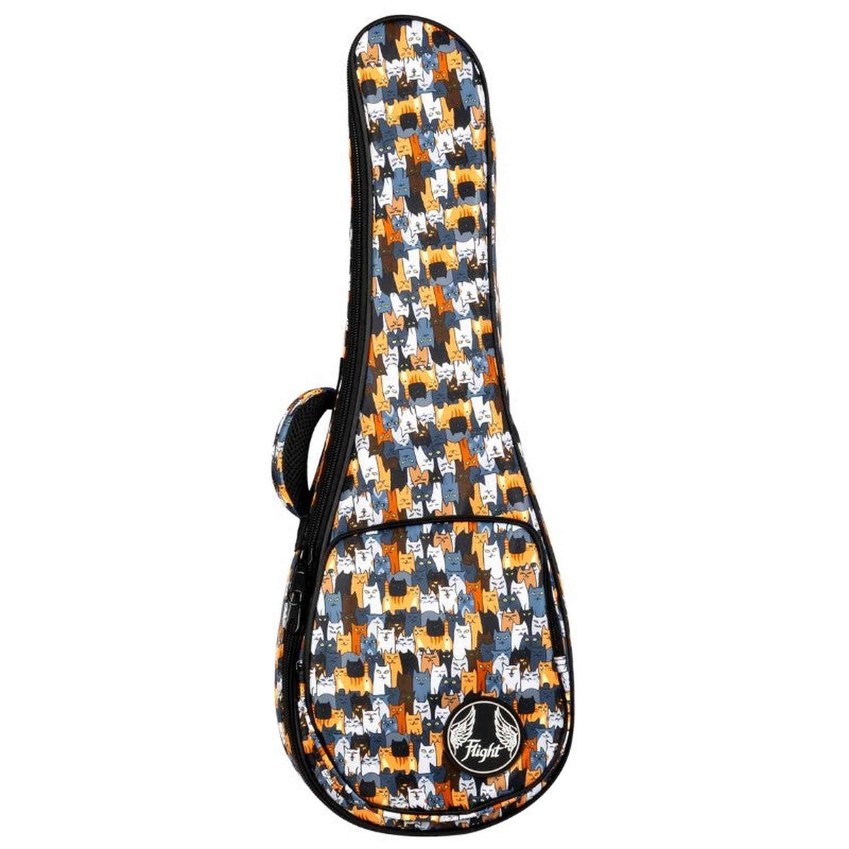 Flight FUB-S-CATS Gepolsterte Gigbag für Sopran-Ukulele mit Katzenmotiv und Zubehörfach