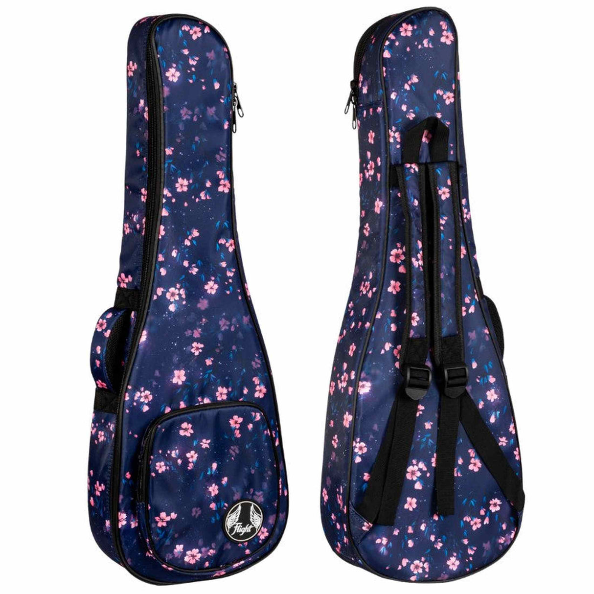 Flight FUB-B-SAKURA Gepolsterte Gigbag für Bariton-Ukulele mit Sakura-Design und Zubehörtasche