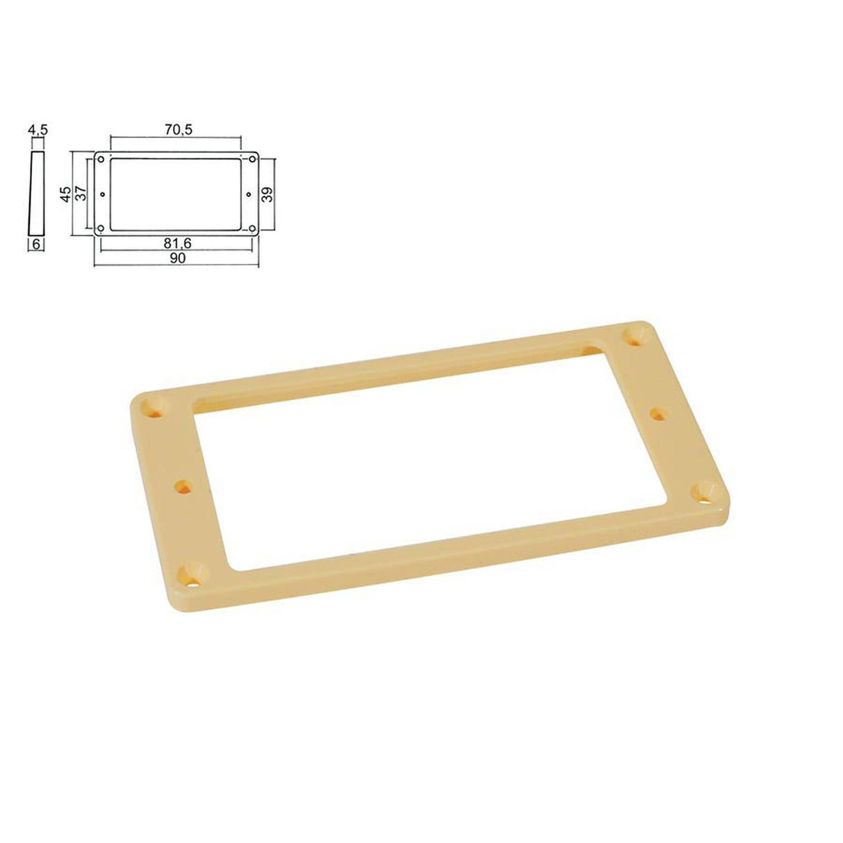 Boston HPF-02-SCR pickup ring, humbucker, flat, ivory, plastic, height: 4,5- 6,0mm, low