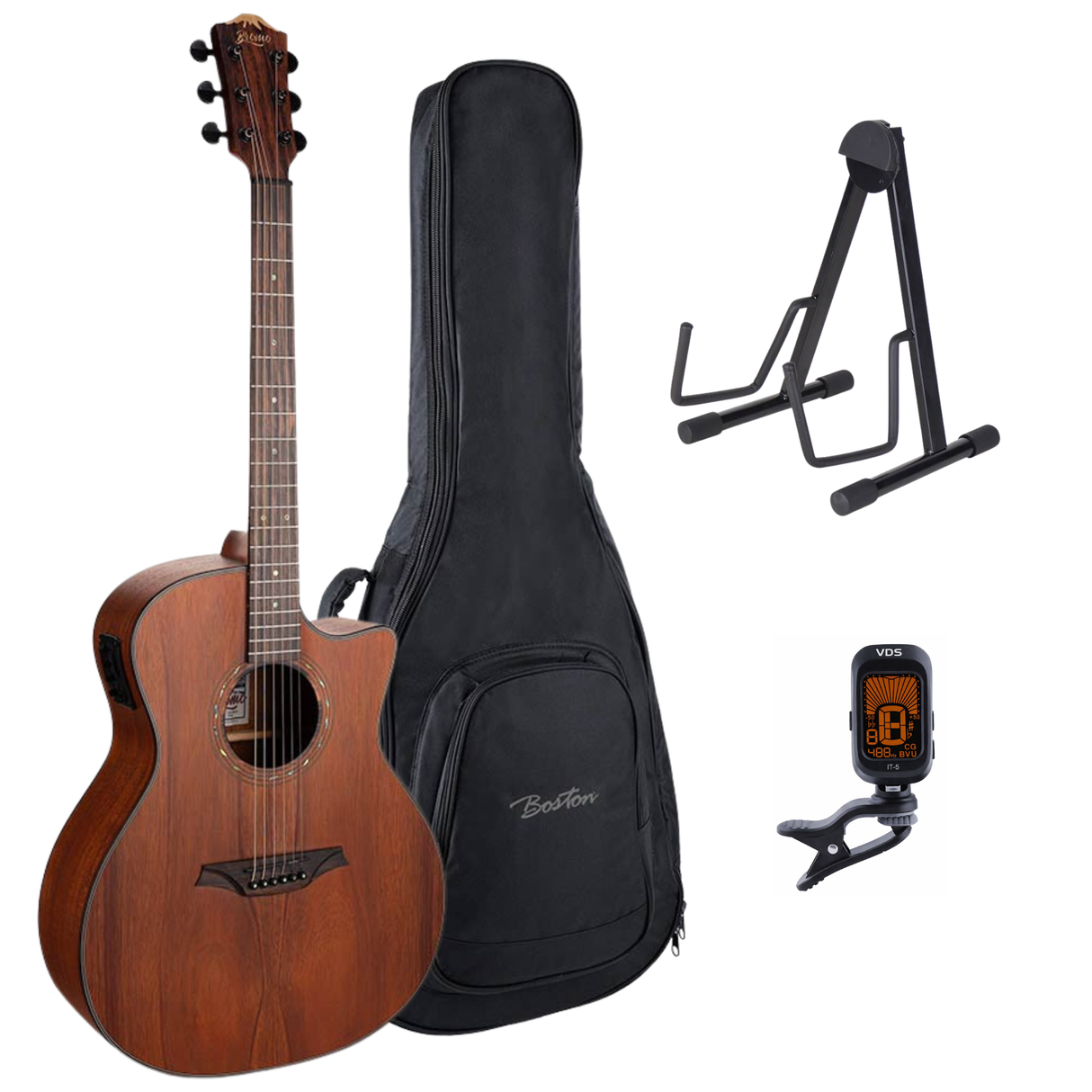 Bromo BAT2MCE Tahoma Series Gitaarset β Grand Auditorium Cutaway met Massief Mahonie Bovenblad en Preamp