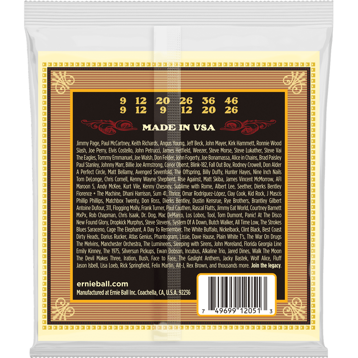 Ernie Ball 2051 Earthwood Akoestische Gitaar Snaren 12-String Silk & Steel 009–046