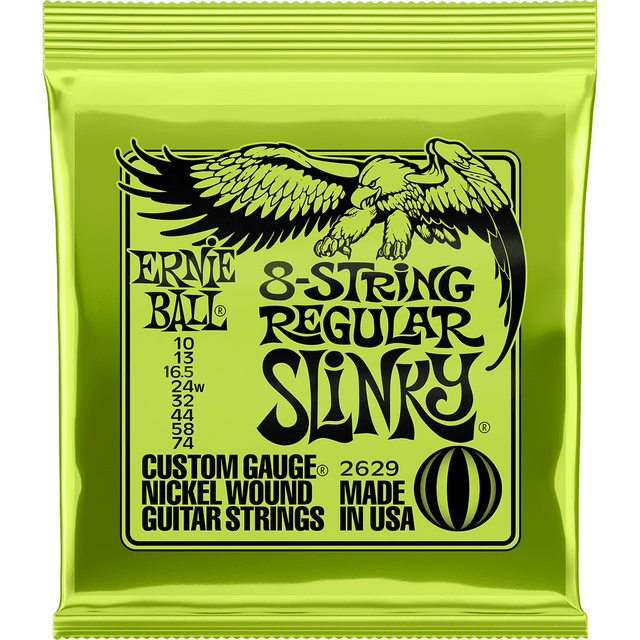 Ernie Ball 2629 Regular Slinky elektrische gitaarsnaren 8-snarig 010-074