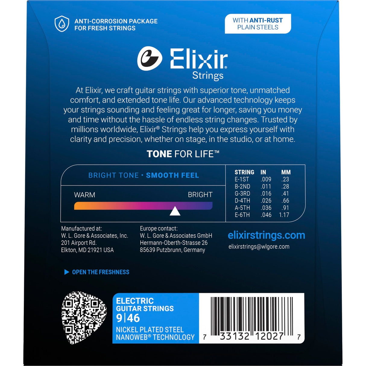 Elixir 12027 Nanoweb elektrische gitaarsnaren Custom Light 009-046