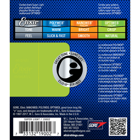 Elixir 19002 Optiweb elektrische gitaarsnaren Super Light 009-042