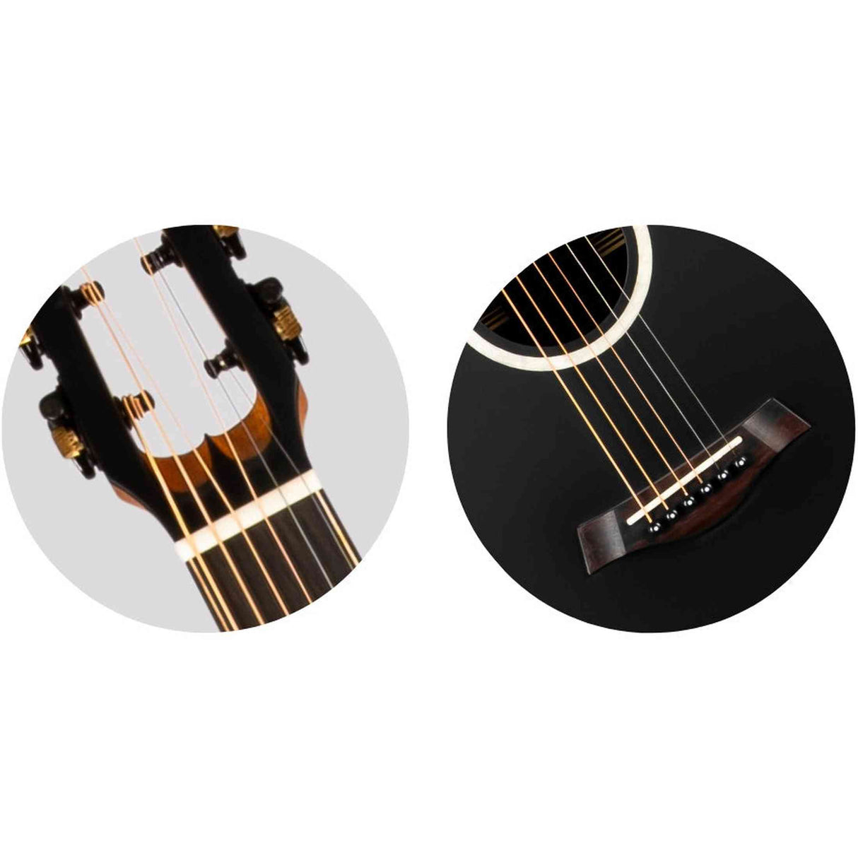 Flight PIXI BK Reisgitaar met Massief Sparren Bovenblad Zwart