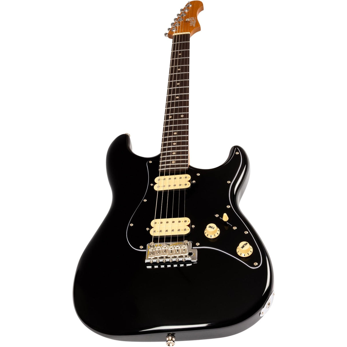 JET JS-400 BKR H S-style Elektrische Gitaar HH Tremolo Rosewood Toets Zwart