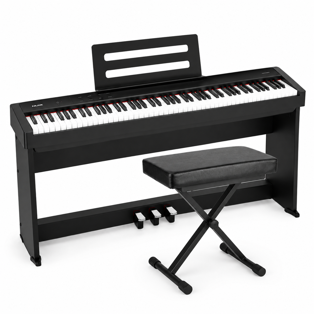 NUX NPK-200 Digital Stage Piano Set met NPS-2 standaard, 88 toetsen en kruk