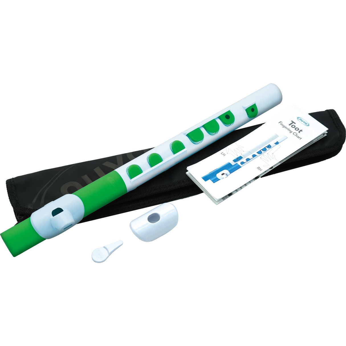 NUVO TooT 2.0 wit-groen kinder dwarsfluit blokfluit alternatief met kleppen en Firstnote