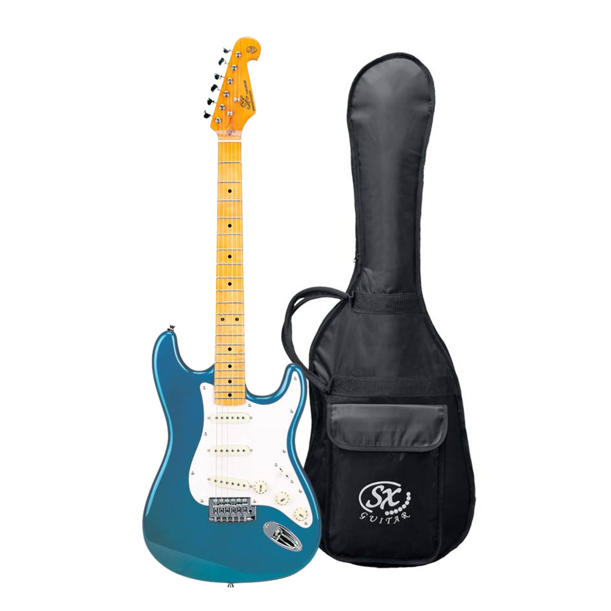 SX SST57-LPB elektrische gitaar – 3 single coils, vintage tremolo, Lake Placid Blue + tas