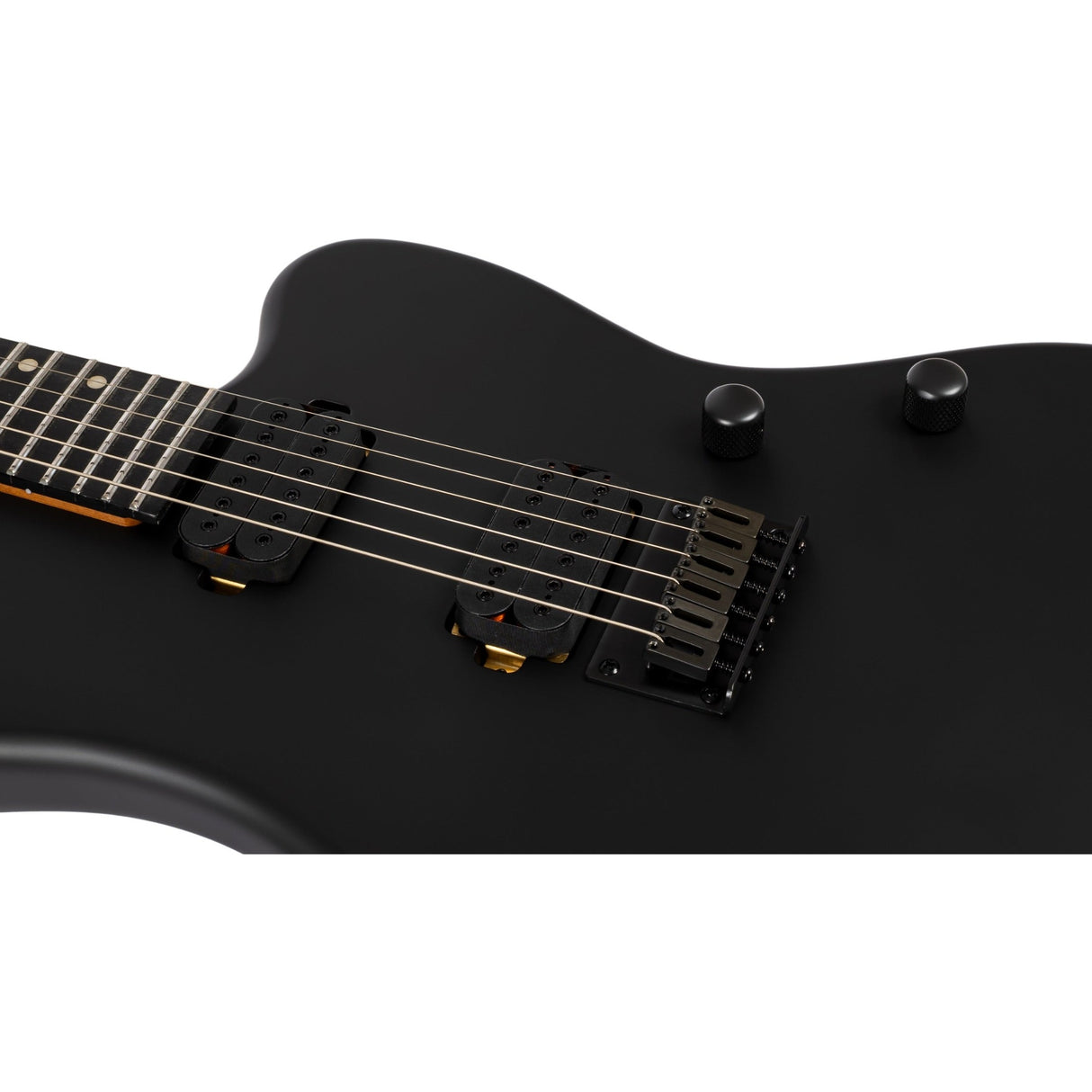 Spira J-400 MBK Baritone Offset Elektrische Gitaar HH Villain Humbuckers 27 Inch Roasted Poplar Satin Black