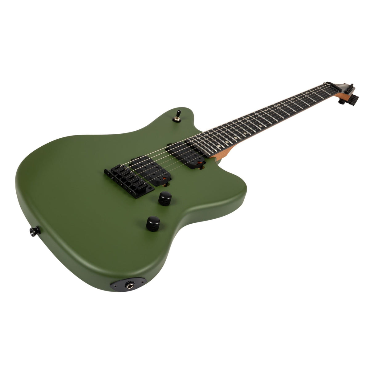 Spira J-400 MGR Offset Elektrische Gitaar HH Villain Humbuckers Roasted Poplar Ebony Tech Satin Green