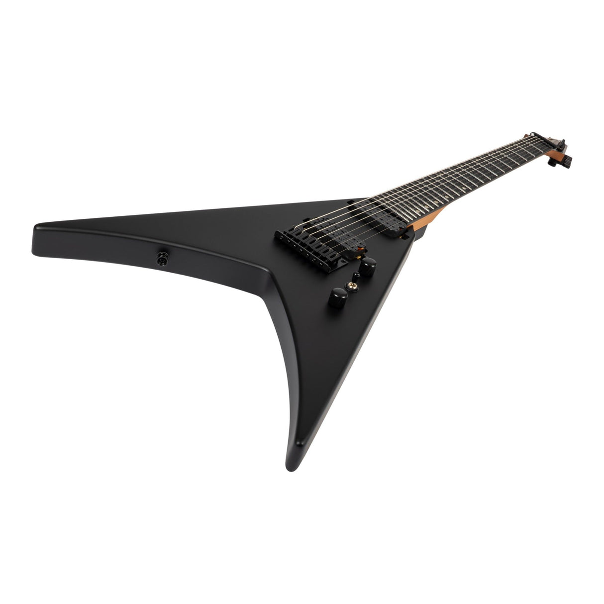 Spira V-407 MBK V-Style 7-Snarige Elektrische Gitaar HH Villain Humbuckers Roasted Poplar Satin Black