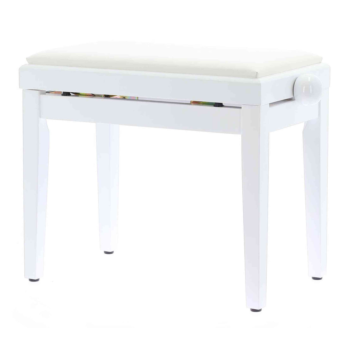 QUIKLOK PB100WHL Piano Bank – Verstelbaar 480-570 mm, Kunstleren Zitting, Hoogglans Wit
