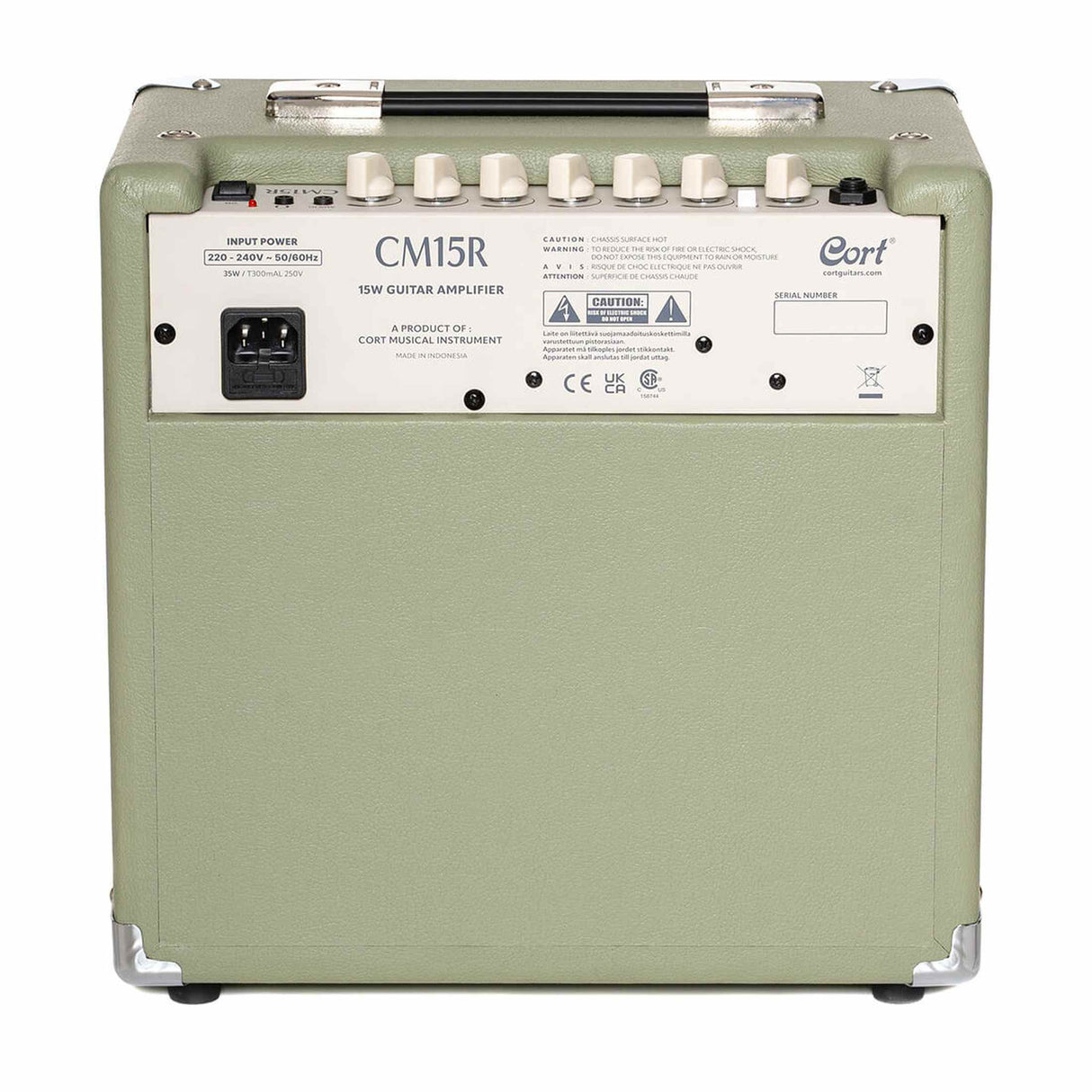 Cort CM15RPG 15W Gitaarversterker met 8 inch Speaker, Reverb en 2 Kanalen Pastel Groen