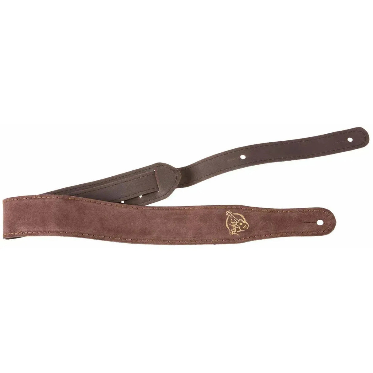 Flight S43 Ukulelengurt aus braunem Wildleder, EU-Handarbeit, mit Kopfplattenbefestigung