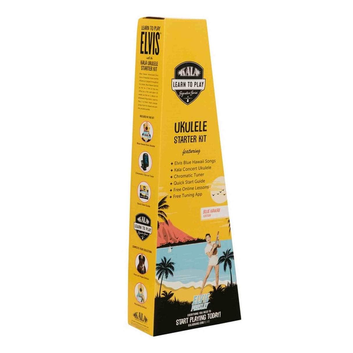 Kala Learn To Play Elvis Blue Hawaii concert ukulele starterkit – Mahonie, met Elvis-lesmateriaal, tuner en app