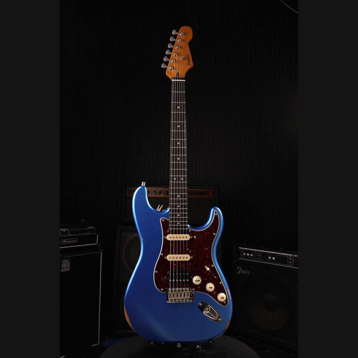 Patina PS-7 LPB R S-style Elektrische Gitaar HSS Alnico V Nitro Relic Paulownia Body Roasted Maple Hals Lake Placid Blue