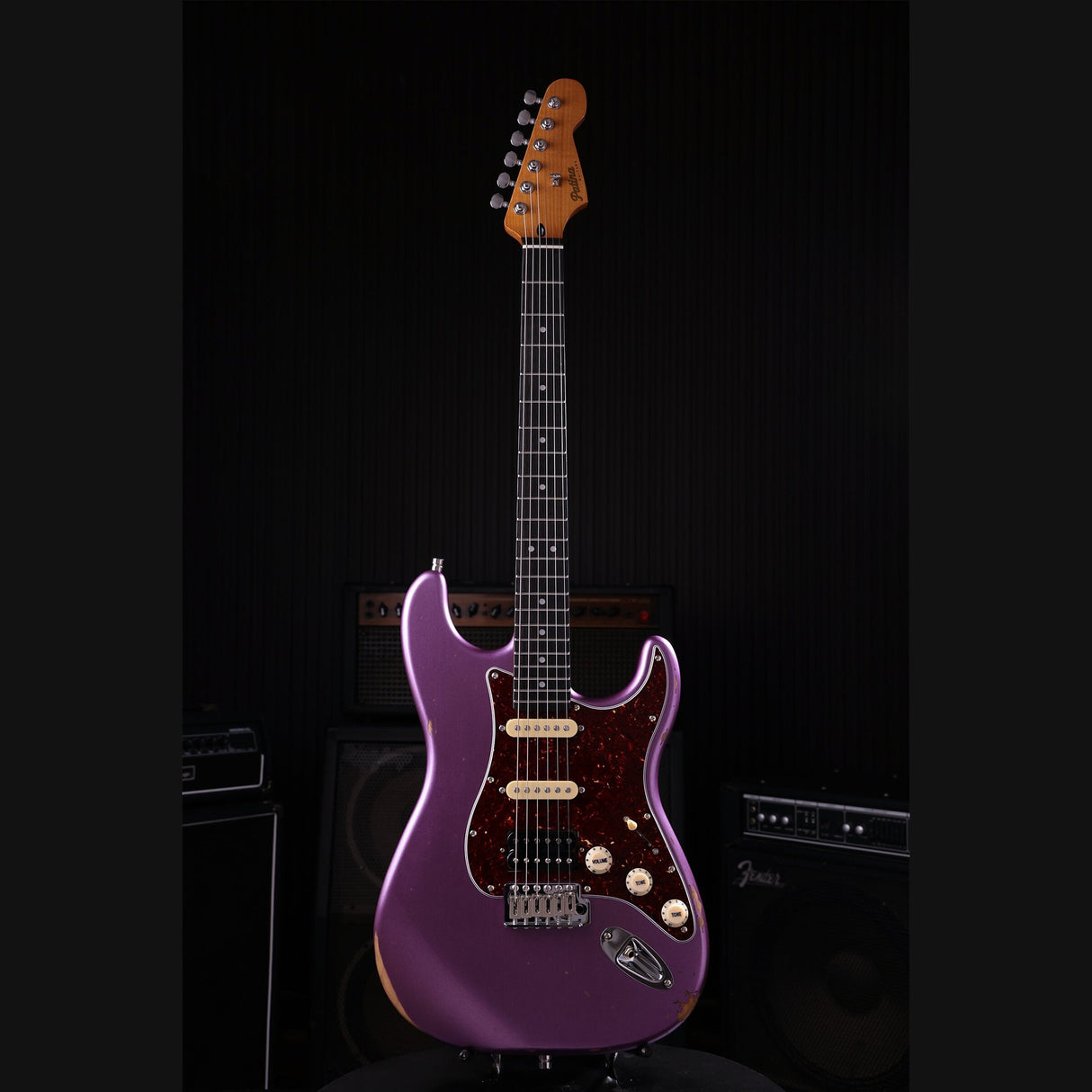 Patina PS-7 PP R S-style Elektrische Gitaar HSS Alnico V Nitro Relic Paulownia Body Roasted Maple Hals Paars